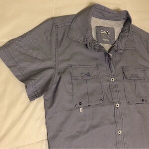 Cabela's women’s Navy Checkered Shirt, short sleeve cooling style,new with tags